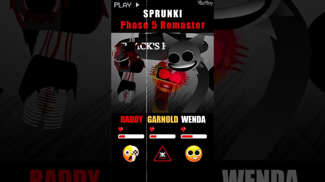 HP Bar Status Emoji RADDY GARNOLD WENDA In 1 15 Phases Sprunki Incredibox