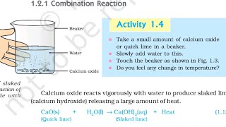 Activity 1.4 deals with the chemical reaction between calcium oxide (quick lime) GK Class 10 Science