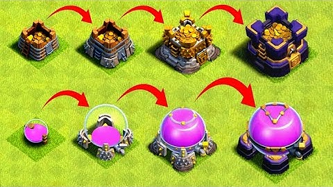 Gold storage and Elixir storage level 1 to 16 - Clash of clans
