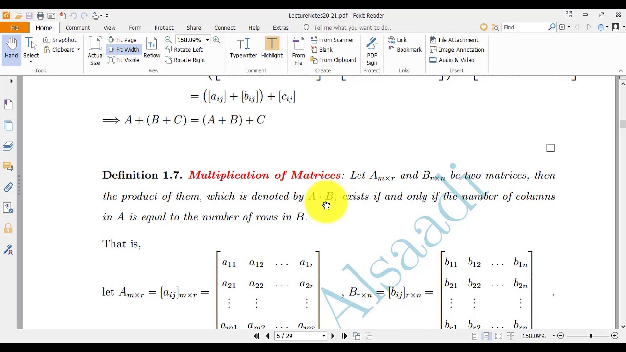 Lecture Note 2: Multiplication of Matrices and its Properties - YouTube