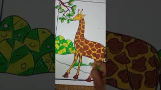 # shorts video Giraffe drawing with pastel colour ll Rana painting ll# shorts#