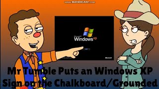 Mr Tumble puts an Windows XP sign on the chalkboard/Grounded
