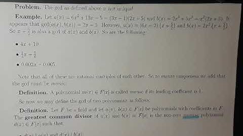 Greatest Common Divisor of Two Polynomials Over a Field
