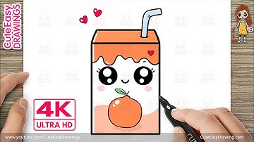 How to Draw a Cute Orange Juice Box  | Cute Easy Juice Drawing for Kids and Toddlers