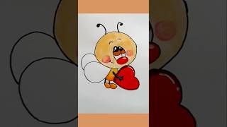 Coloring a Cute Bee with a Heart | Easy Marker Coloring for Kids  #cutedrawing #drawing
