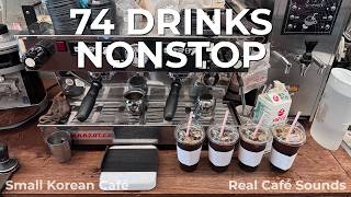 Work With Me ☕ 74 Drinks in 1 Hour | Small Korean Café Barista POV