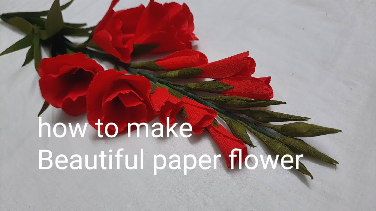 How to make beautiful gladiolus flower Realistic flower craft Crepe