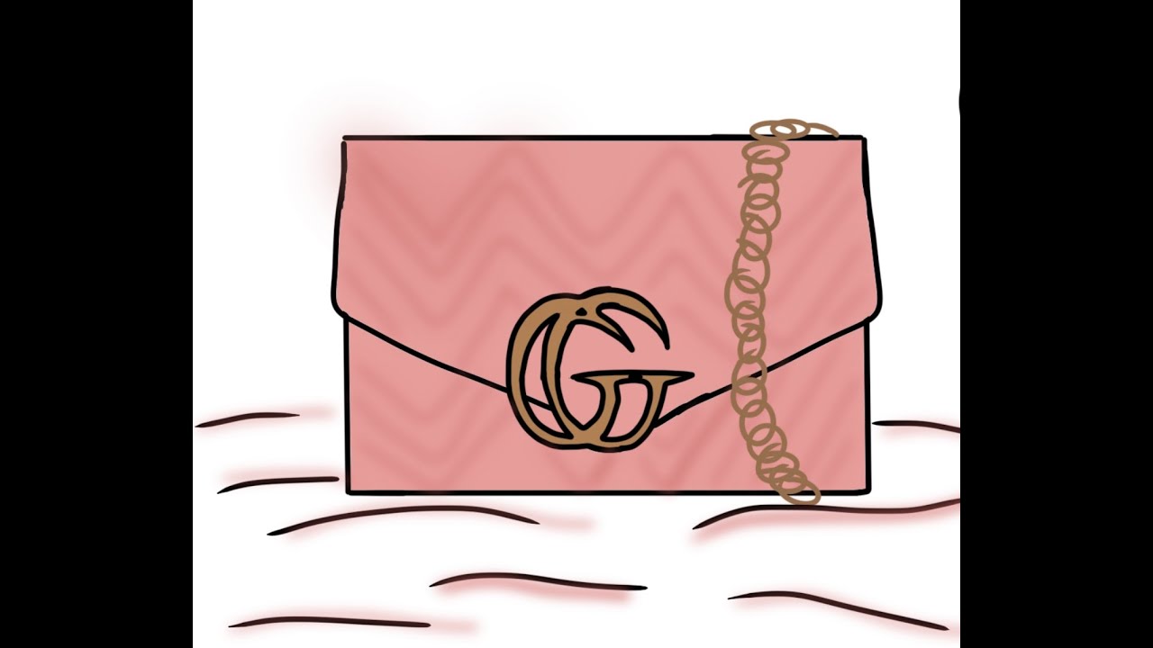 How to draw a Gucci bag, رسم وتلوين حقيبة قوتشي