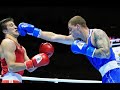 Gleb Bakshi (blue) loose against Croatian boxer Gabriel Veocic (red)