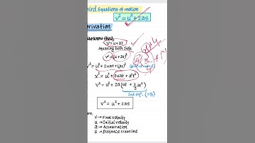 Derivation of 3rd equation of Motion || Class 9th motion || #shorts #motion #shortvideos #education