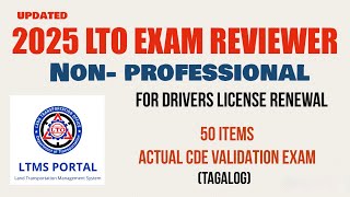 LTO EXAM REVIEWER/ CDE VALIDATION EXAM for DRIVERS LICENSE RENEWAL TAGALOG 2025