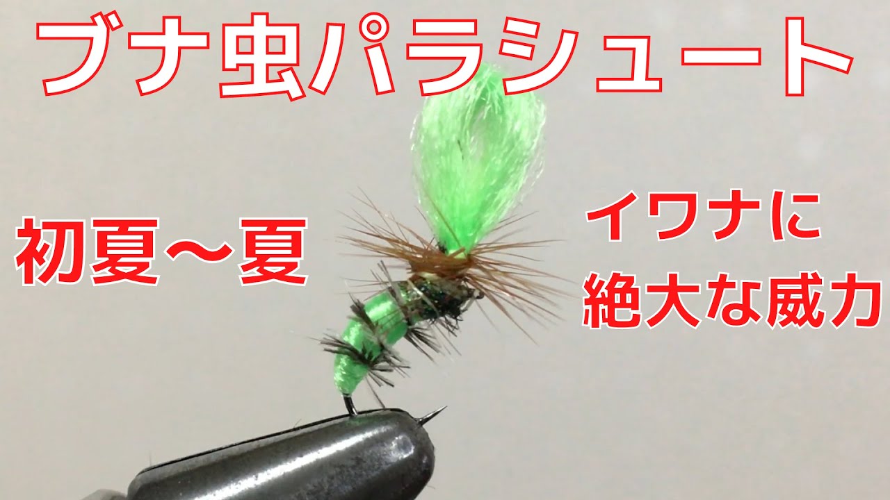 【フライタイイング】ブナ虫パラシュートを巻いてみた！初夏～夏にかけてイワナに絶大な効果！ブナの木が生い茂るイワナの渓はこいつで決まり！