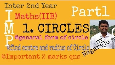 CIRCLES PART1 BY NAGARAJU SIR/Find centre and radius//IMP qns