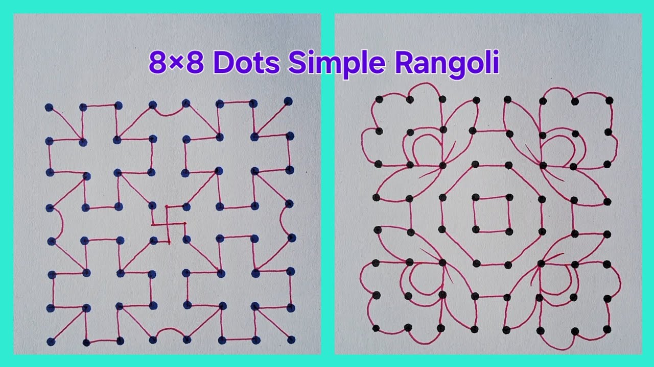 🪷 8×8 Dots Easy Pulli Kolam Rangoli Designs | Simple Rangoli | Easy Muggulu Rangoli | Kolangal | Art