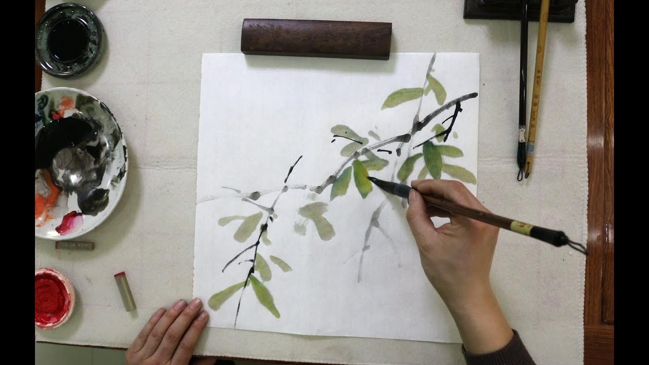 国画荔枝的画法，先画枝干后画叶，层次分明有意境 - YouTube