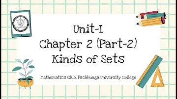 Chapter 2 | Part 2 | Kinds of Sets | Class IX | Unit-I