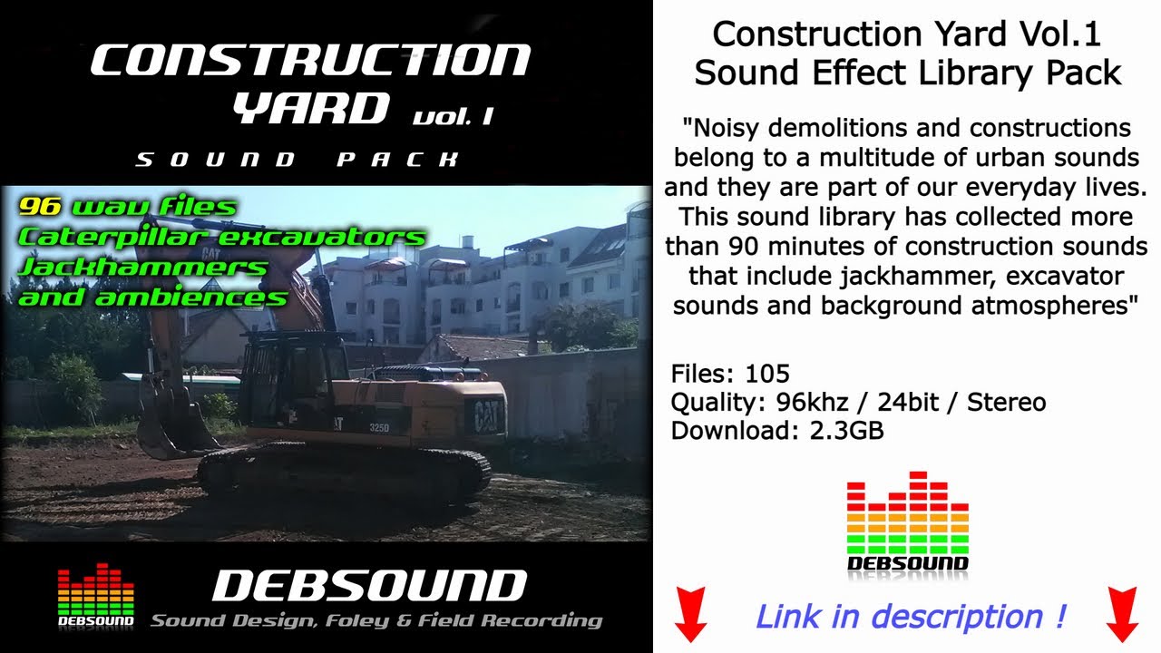Construction Yard Vol 1 Sound Effect Library Pack - Debsound