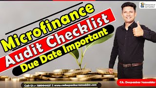 Details Microfinance Audit Checklist | Due Date Important | CA. Deepankar Samaddar Guide