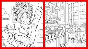 Color by Number Beautiful Woman Saturday Morning Routine Dessert Café Calm Zen Color #coloringbook