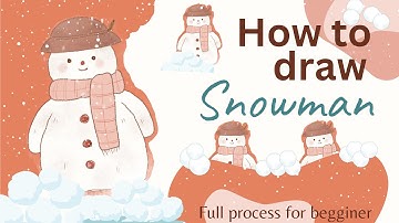 ASMR | How to draw snowman ⛄️ | Procreate drawing| Full process | Easy tutorial for beginner | IPad