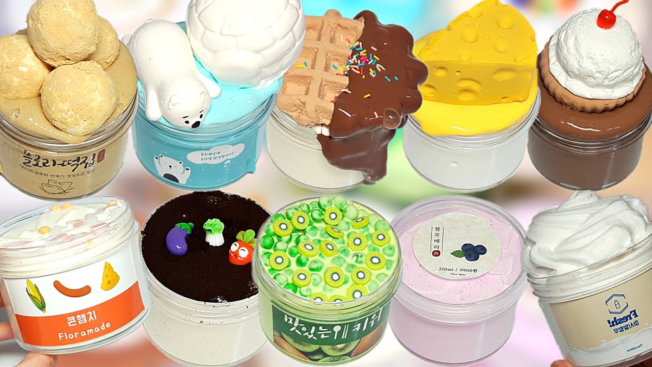퐁신 대잔치 😋🎉 / 플로라슬라임 10종 후기! / 슬라임 리뷰 / 폼볼 버터 하퐁말 초코 점토 / 박뮤즈