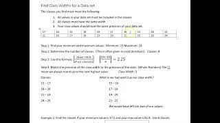 Find Class Width from Data Set