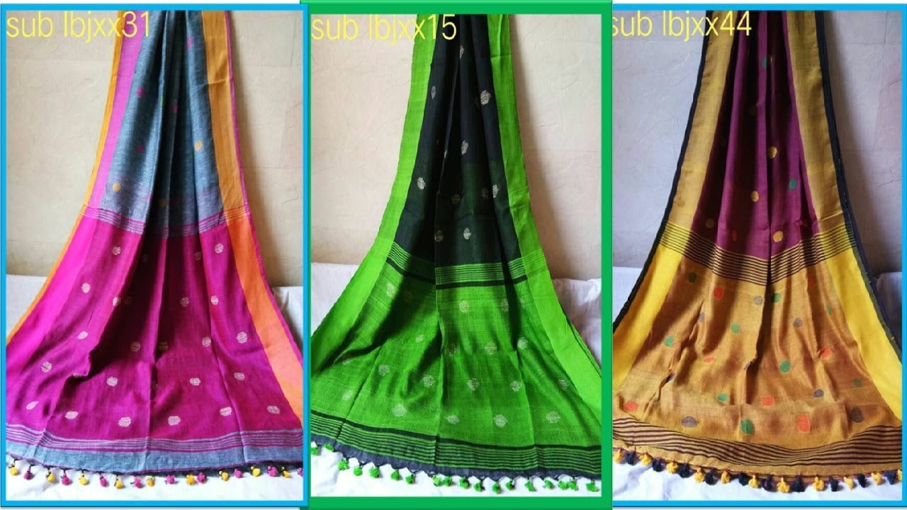 Trendy Pure Linen Cotton Sarees linen sarees with price Designer