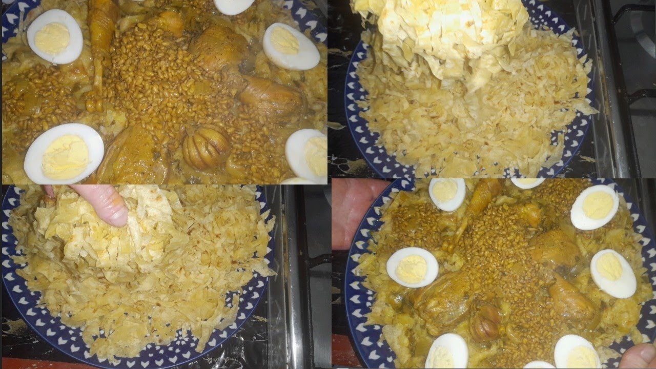 تحضير رفيسة بالدجاج بلدي و حلبة و بيضات