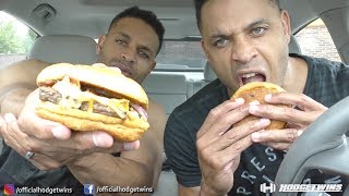 Eating Wendy's Bacon Queso Burger @Hodgetwins