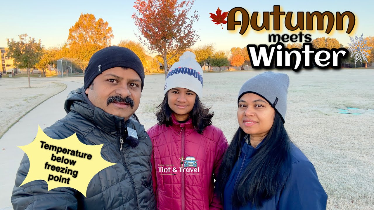 Autumn meets Winter Plano Texas 28°F temperature dropped freezing