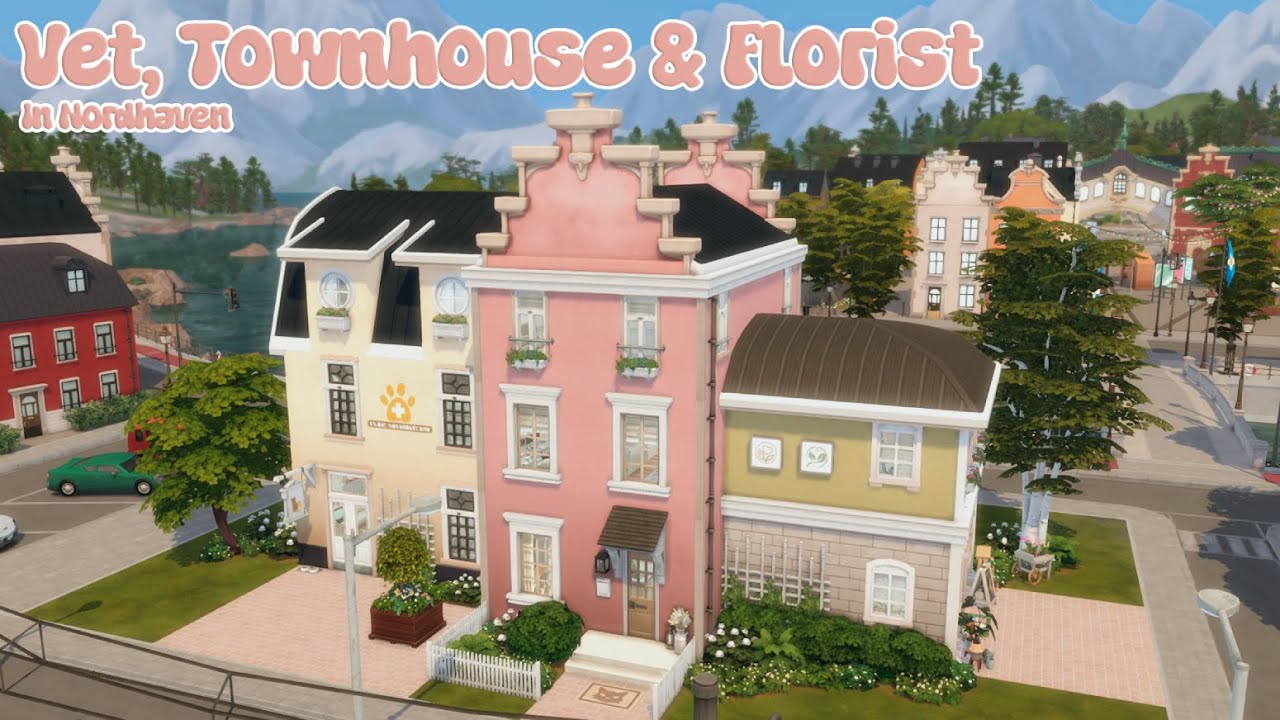 Vet, Townhouse & Florist 🐶🐈‍⬛💐| Sims 4