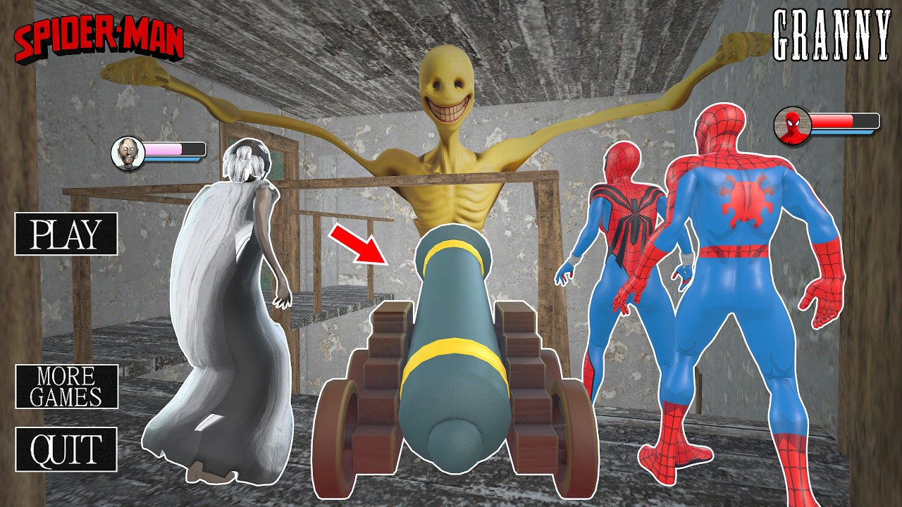Granny and Spider-man vs Verity vs Cannon in house !! funny horror animation