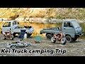 Fall car camping light kei truck 4x4 trip with mini bikes