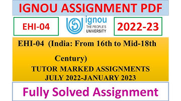 EHI-04 SOLVED ASSIGNMENT IN ENGLISH 2022-23 | IGNOU