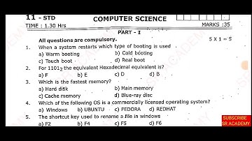 11th std computer science 1St midterm 2023 test original question paper madurai dt English medium