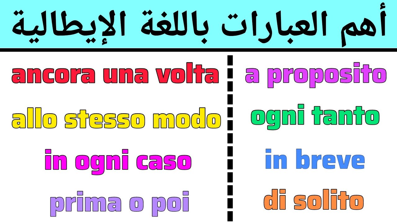 تعلم أهم العبارات الأكثر إستخداما في اللغة الإيطالية | تعلم اللغة الإيطالية بسهولة