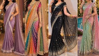 Party wear saree design 2026/Mirror work designer saree #saree #mirrorworksaree