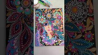 Floral Portrait Acrylic Painting | Flowers Dot Art #shorts #abstractflowers