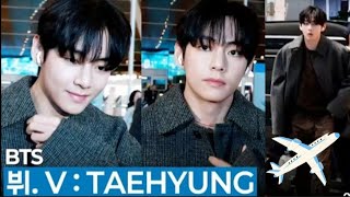 Airport In Chaos Btss Kim Taehyung Stuns In Clic Airport Look All Eyes On Him