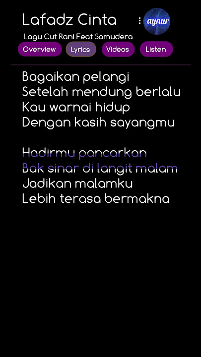 Lafaz Cinta _ Cut Rani Feat Samudera #lyrics