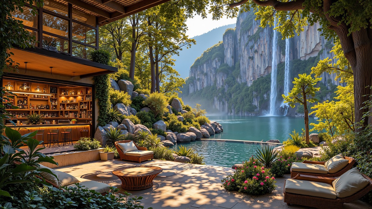 Elegant Jazz By The Riverside | Soothing Jazz Melodies & Waterfall Calm For Make You Happy All Day