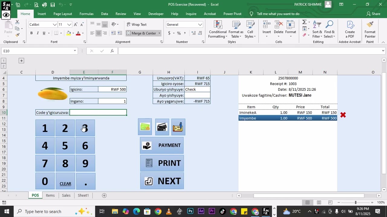 Fruit Shop POS in Excel | VBA Point of Sale System Built from Scratch