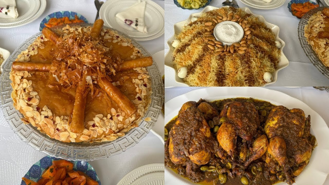 شهيوات رئعة دجاج محمر ومدغمر بمذاق رائع بسطيلة اللوز والحليب رباطية سفة مسقية مذاقها جد مميز