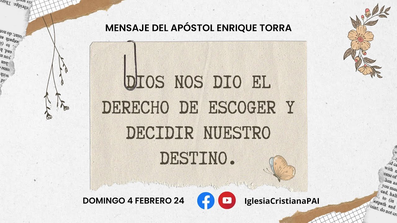 DIOS NOS DIO EL DERECHO DE ESCOGER Y DECIDIR NUESTRO DESTINO - YouTube