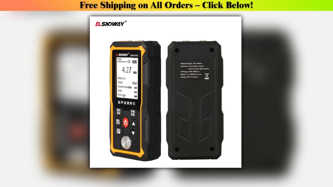 SNDWAY Ultrasonic Thickness Gauge SW-6510S Plastic Glass Ceramics Metal Steel Plate Stainless