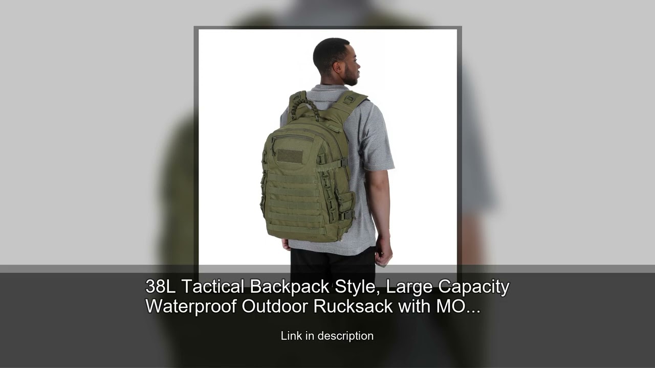 38L Tactical Backpack Style, Large Capacity Waterproof Outdoor Rucksack with MOLLE System, Hiki