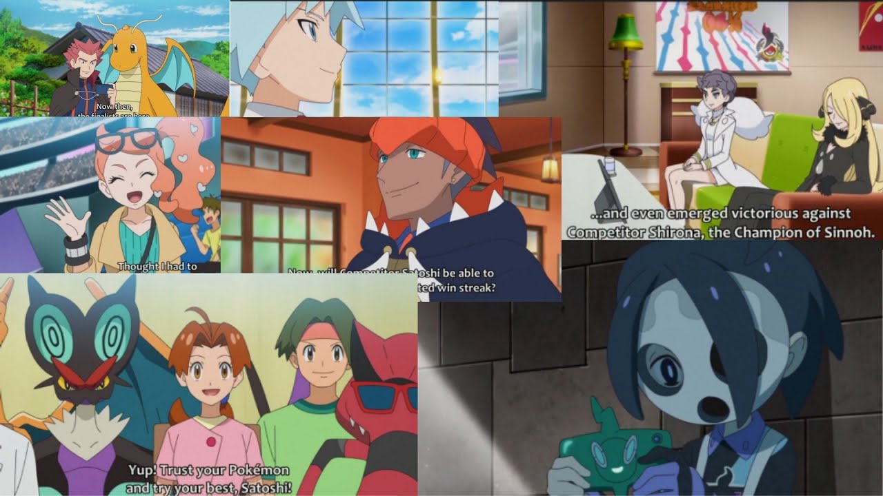 ALL CAMEOS IN POKEMON JOURNEYS EPISODE 129 | Dawn , gary , oak , iris , Cynthia, diantha , steven...