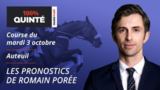 100% Quinté – Pronostics du Mardi 3 octobre : Prix Guillaume de Pracomtal sur l’hippodrome d’Auteuil