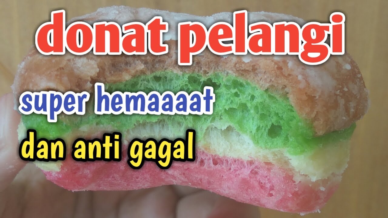 CARA MEMBUAT DONAT RAINBOW / PELANGI - YouTube