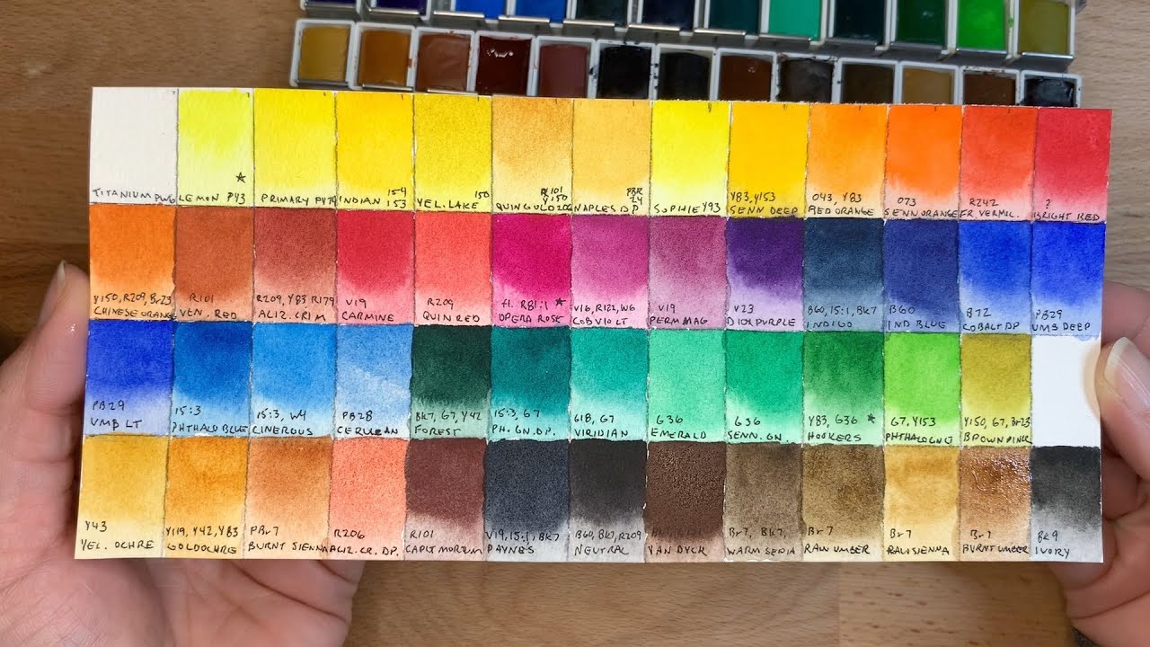 Swatching my Sennelier 48 color watercolor palette! 
